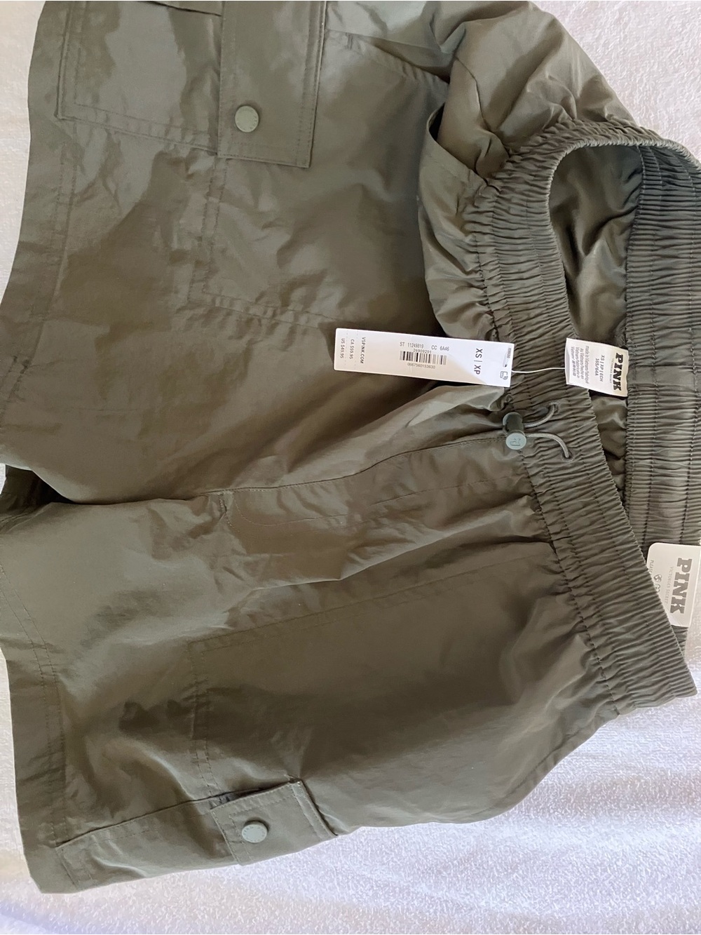 PINK Victoria's Secret Olive satin Parachute Cargo shorts